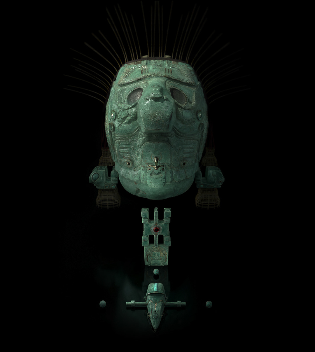Cultural History God gold headstone jade kinich-ahau Maya statue Sun