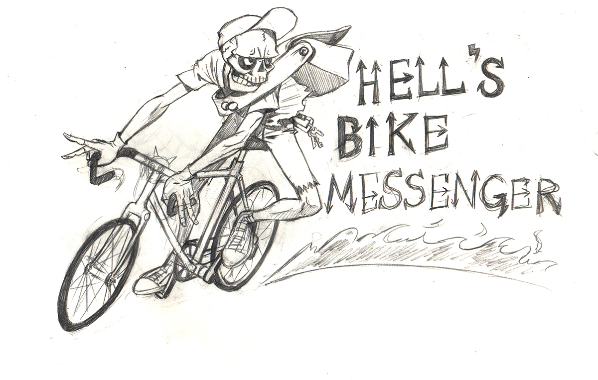 hell's bike messenger skeleton fixed gear