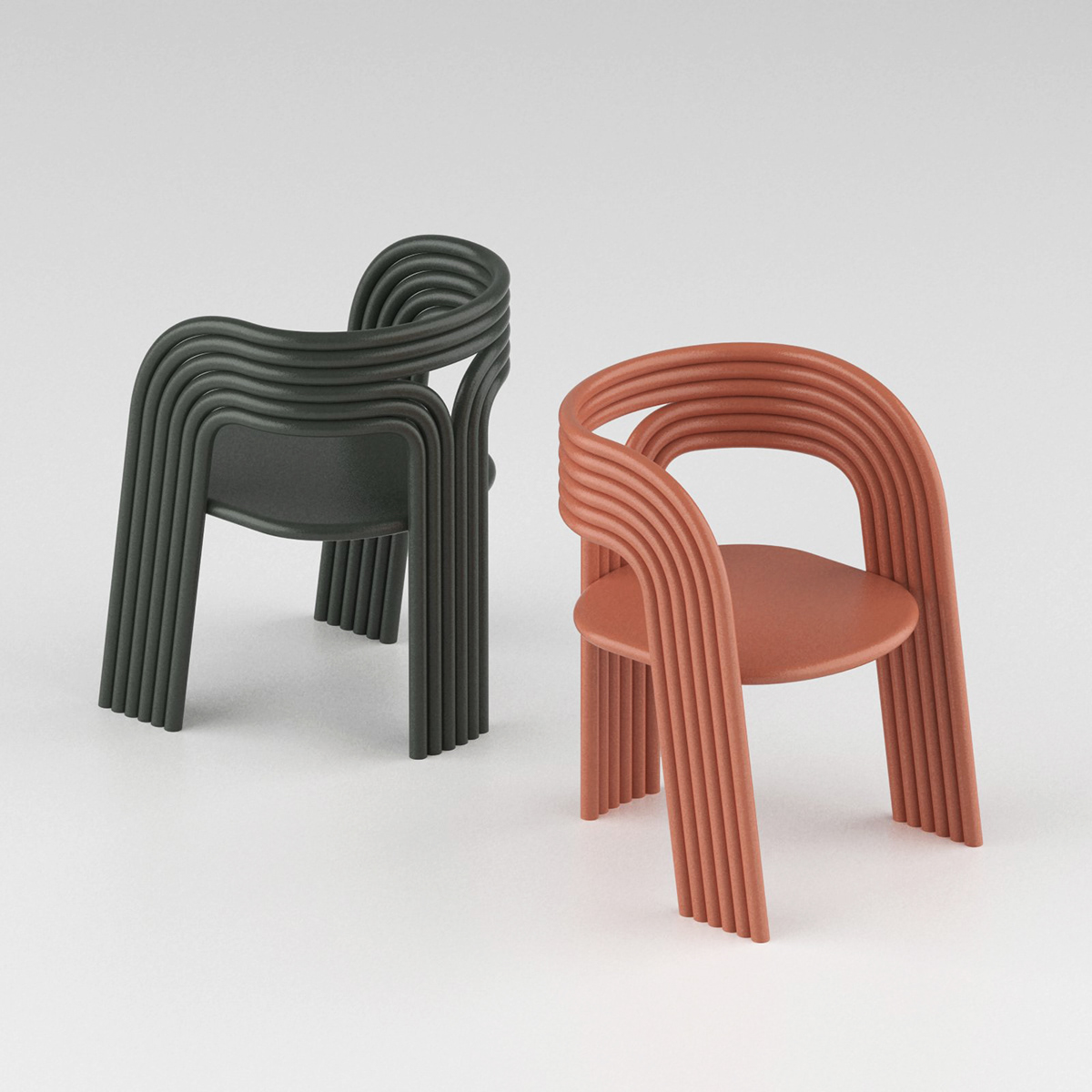 aluminium armchair chair color curve design green Interior metaldesign pink