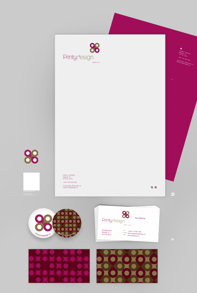 printydesign Poster Design Corporate Identity grey colors pink poster business card busines card print