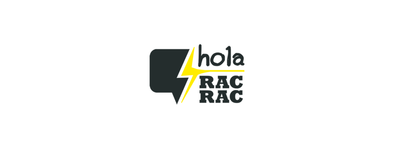 Web marca hola holaracrac development identidad amarillo y negro
