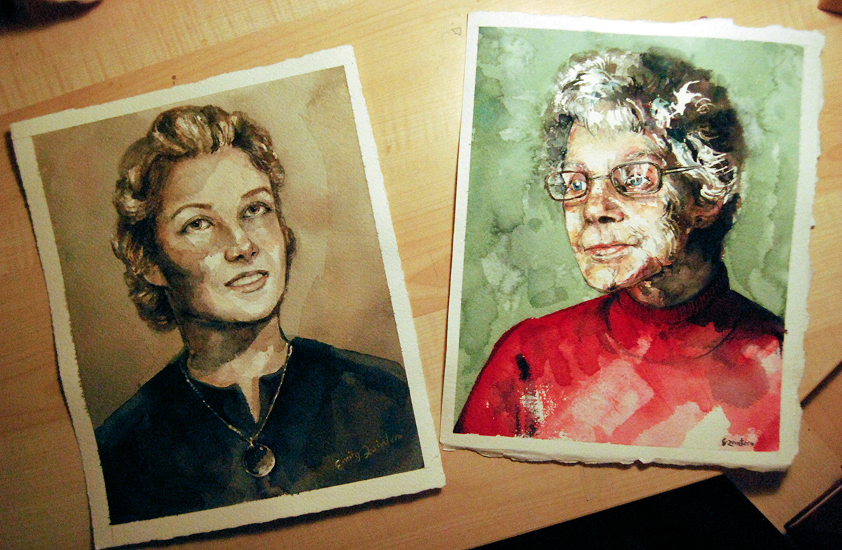 portraits Generations grandparents fine art watercolor