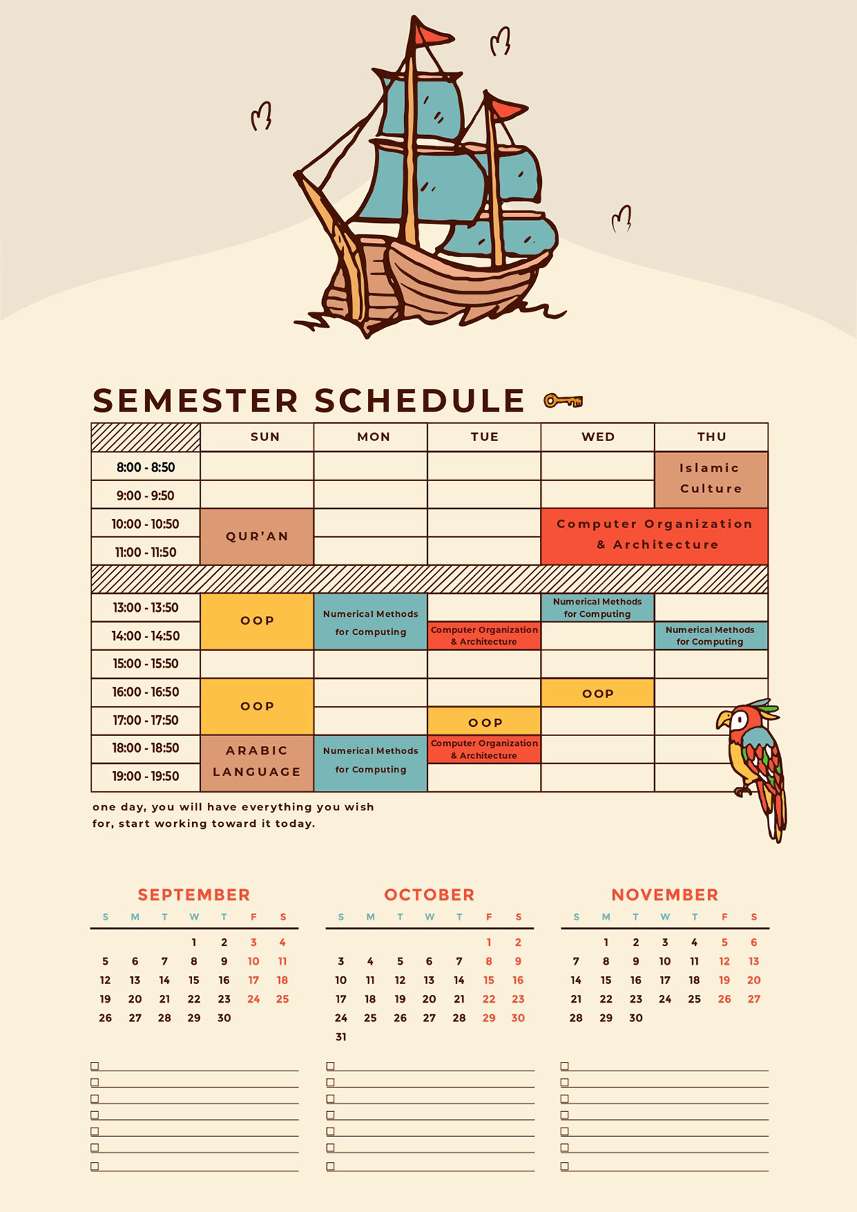 calendar Plnnr print Printing schedule بوستر تقويم جدول جدول حصص الاسبوعي طباعة