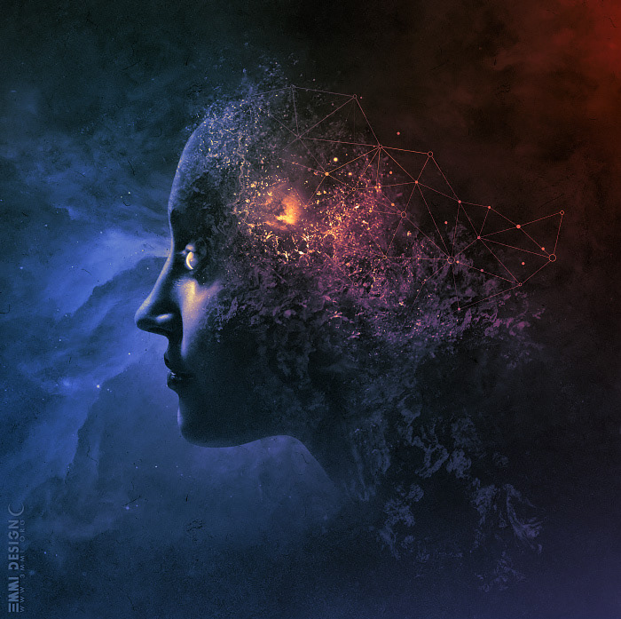 brain intelligence mind portrait scace Scifi spirit stars universe woman