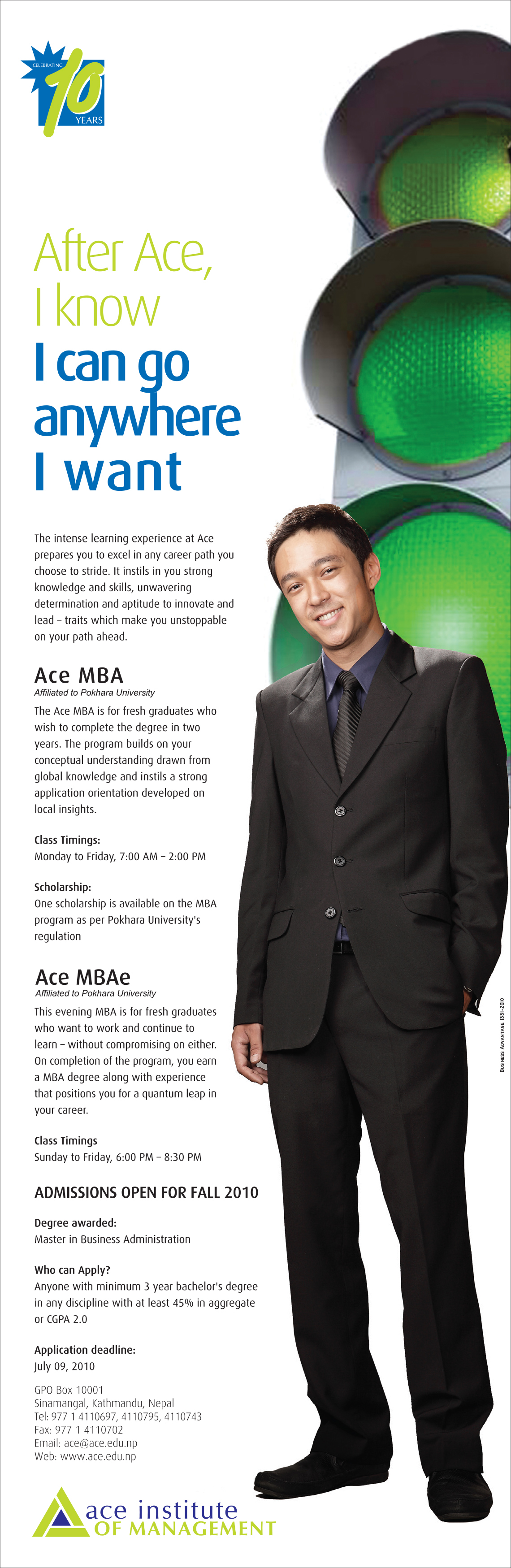 Ace Institute of college Business Advantage Advertising 
