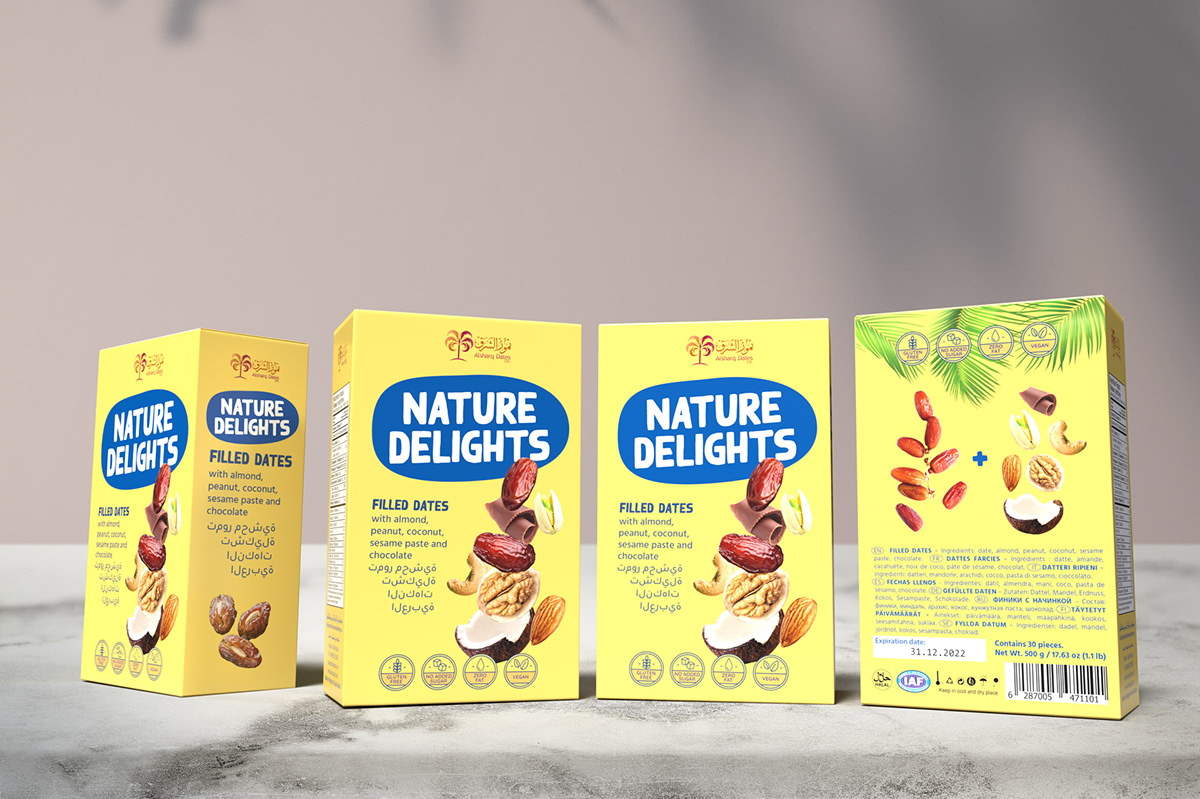 box date fruit dates filled dates Food Packaging natural nuts package design  stuffed dates vegan