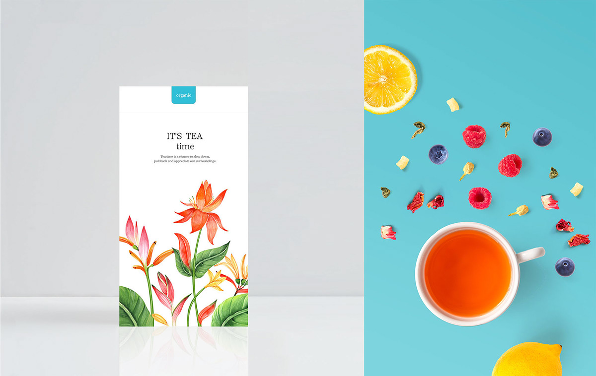 Tropical tea package design ILLUSTRATION  package design  branding inspiration hand drawing beauty concept