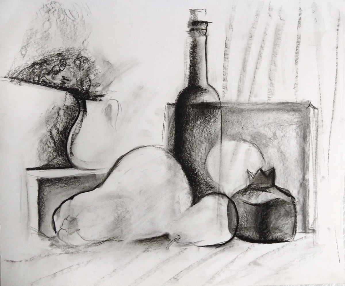 charcoal stilllife academic Drawing  Pastels collage