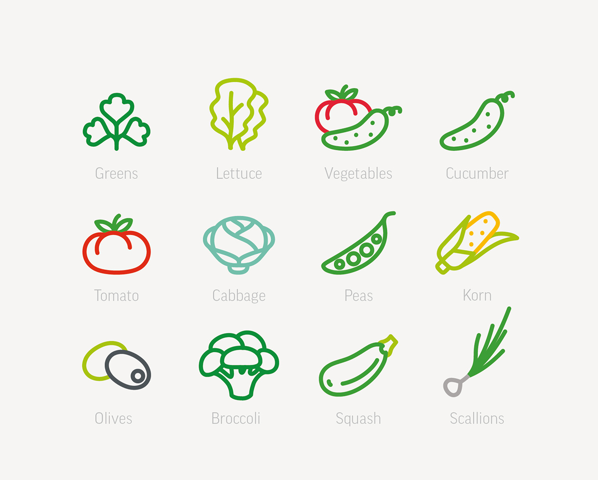 Food  pict icons idenity set elementaree