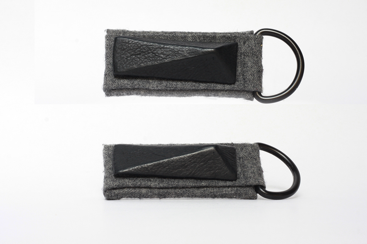 Accessory accessory design leather leather goods black pig skin wool felt grey case key fob Pen Holder sewing