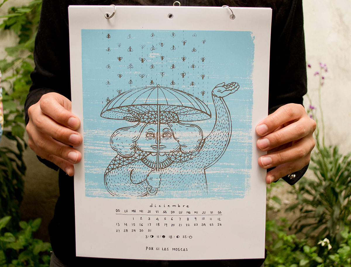 calendar Fly Flies words calendario mosca palabras Dichos bogota serigrafia screen Printing