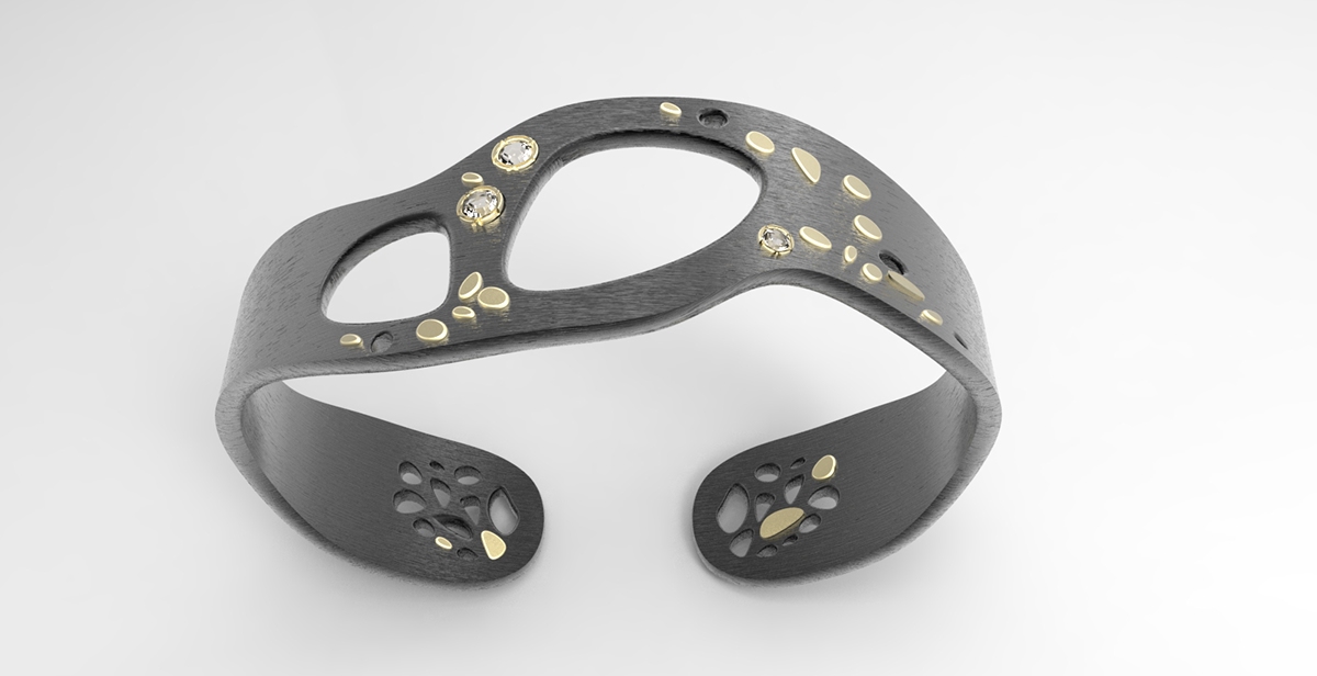 bangle jewelry design 3D concept diamonds