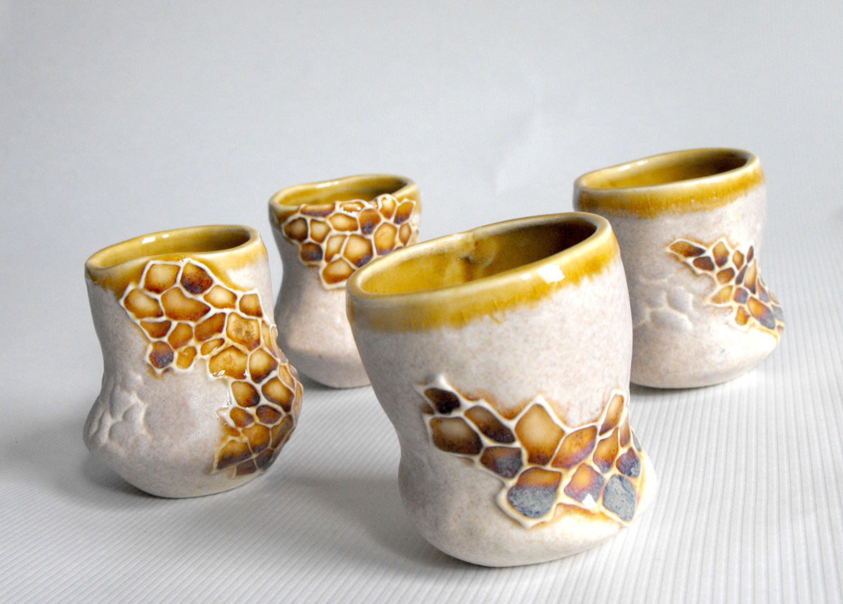 cups glaze ceramics  slip crystals