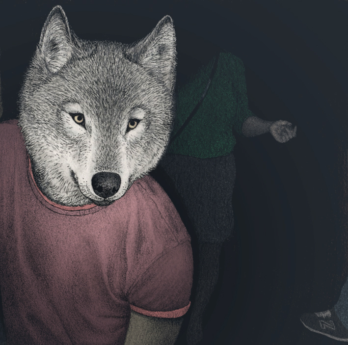wolf Hipster party flashlight partypeople foggy beer Clothing dancing youngfolk