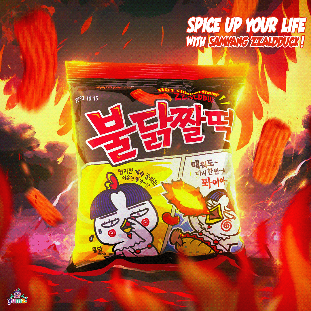 noodle samyang Social media post Creative Design Advertising  ad design Product Advertising Hot spicy Samyang Zzaldduck