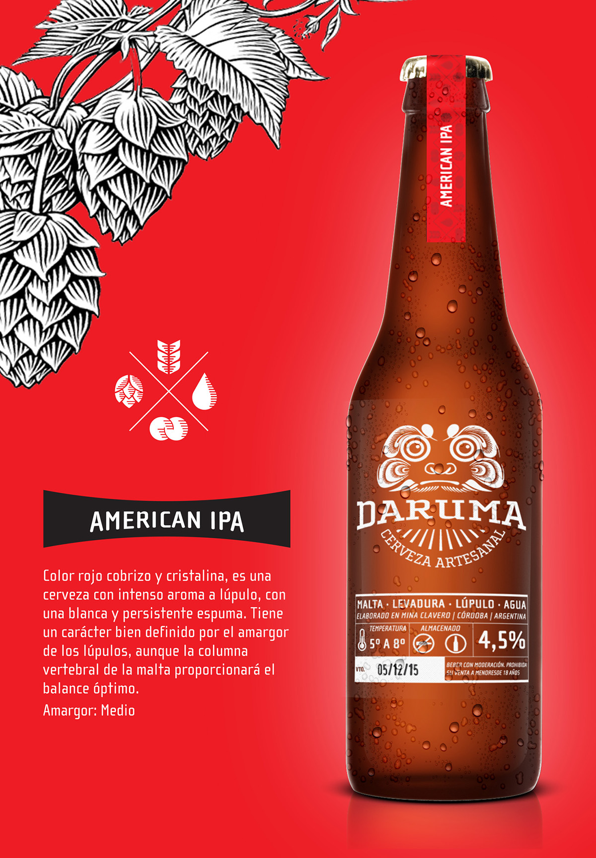 Cerveza Artesanal daruma diseño etiquetas Tarjetas afiche identidad