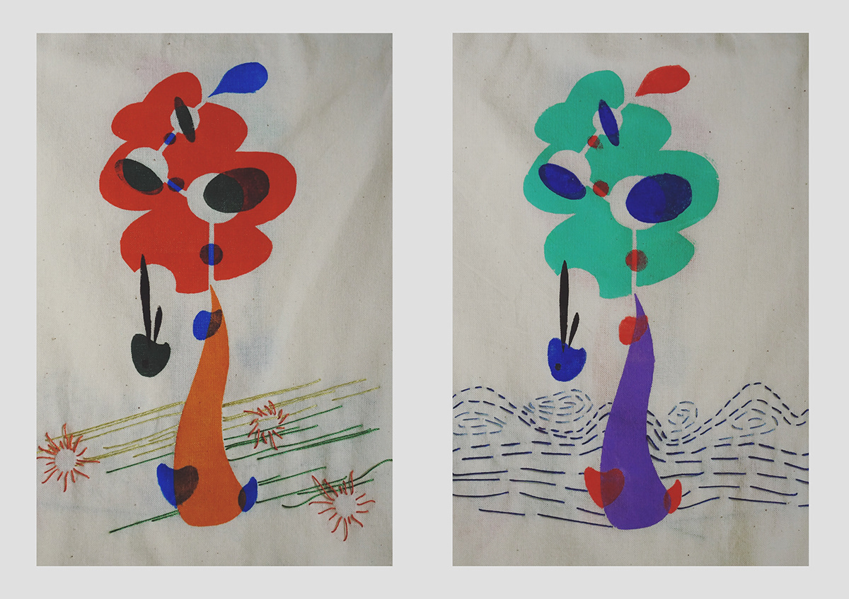 capybara Embroidery ILLUSTRATION  pattern Printing silkscreen textile totebag Tree  water