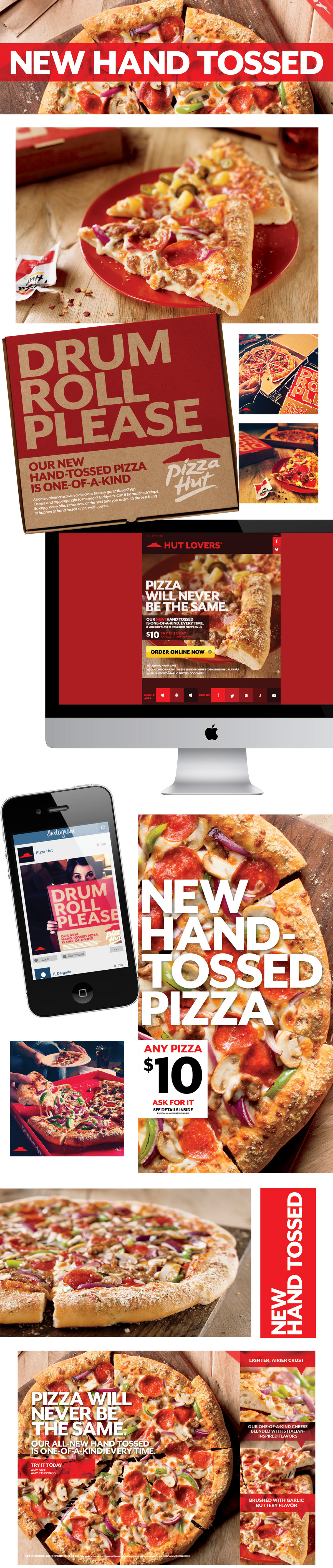 Hand-Tossed Pizza Pizza Hut Fun Food  pizza box