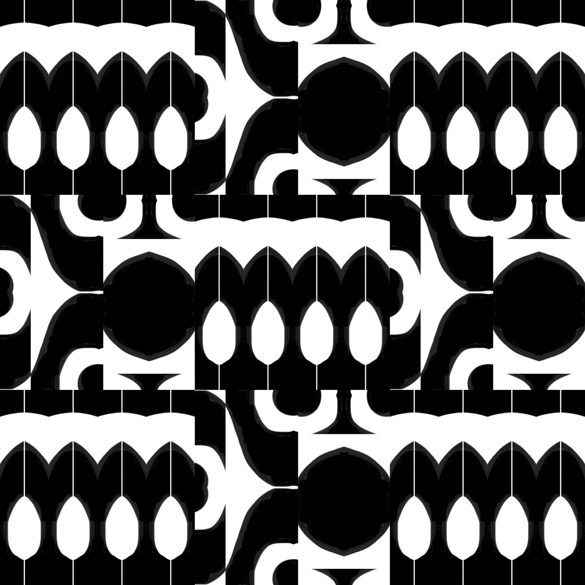 Tents in Space Patterns digital painting black White
