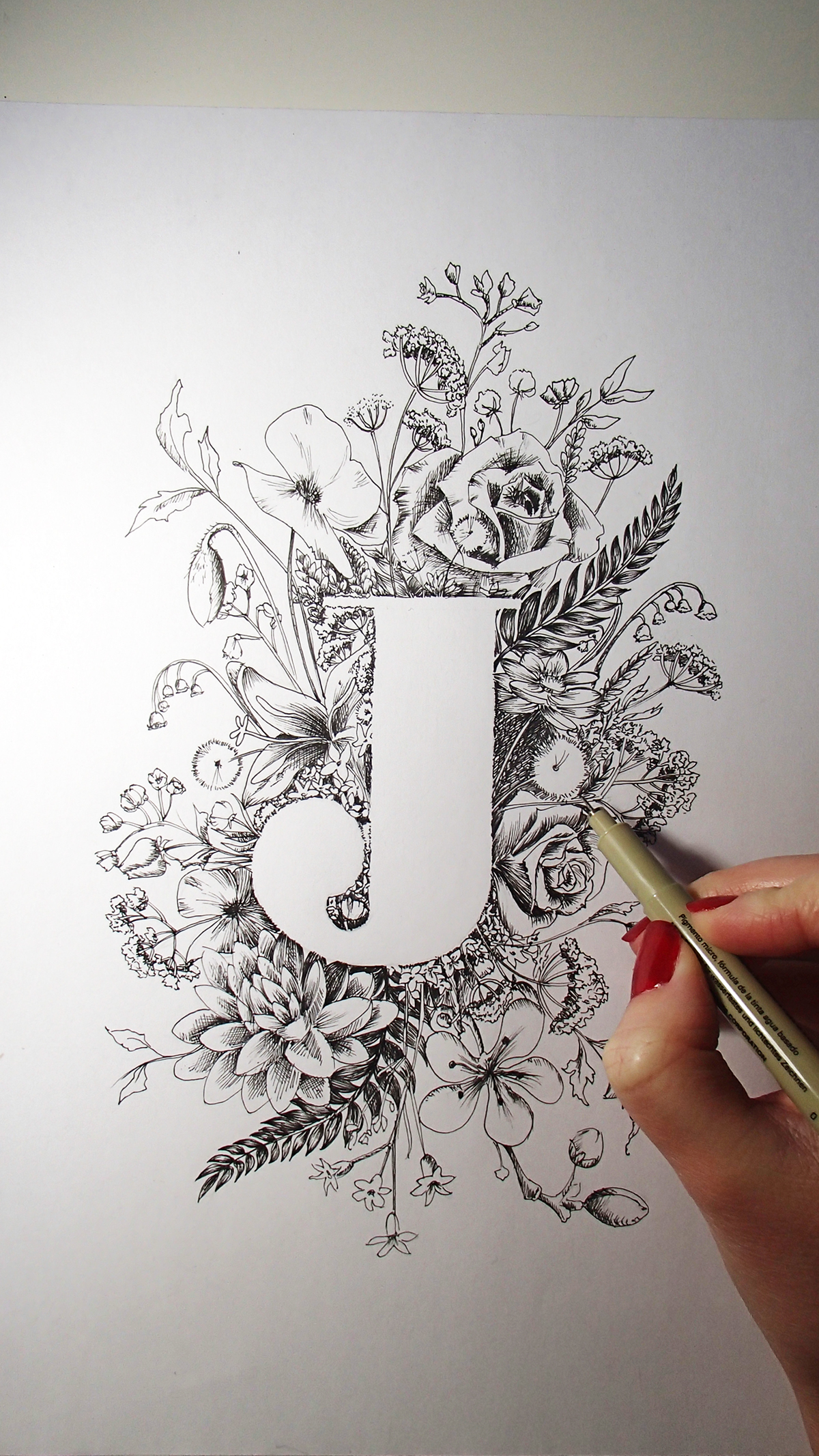 logo flower fleur Fleuriste decorateur jacinthe stylo noir