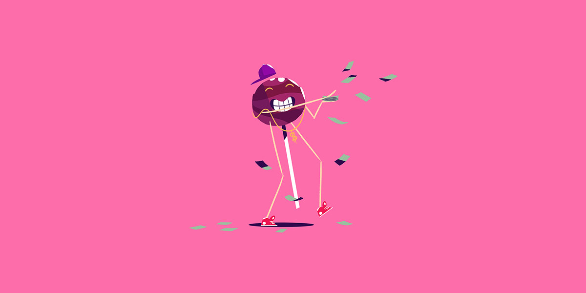 Candy animation  gif Character pink funny draw gum lollypop bully