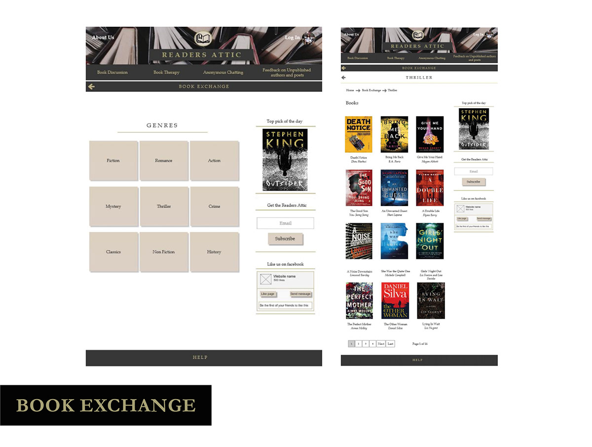 axure booklover books illustartor story UI/UX Website Design
