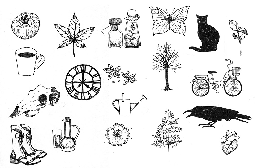 book illustration ILLUSTRATION  collage slowlife herbalist Mystic Layout collage illustration book design hand drawn