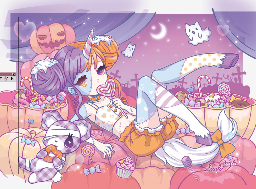 Halloween cute kawaii japan pastel gothic zombie lolita unicorn saaki