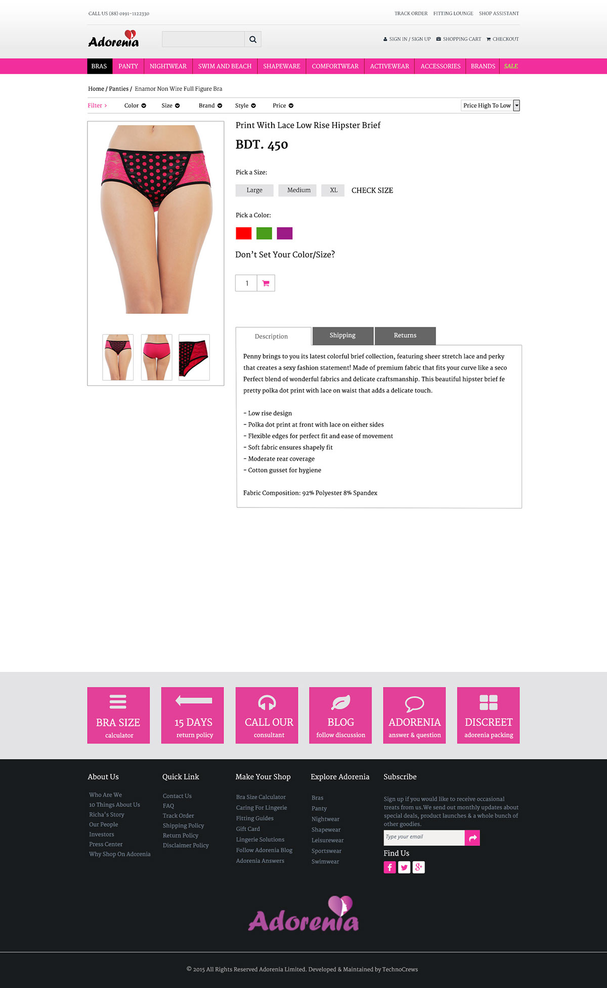 lingerie under garments site design Ecommerce flat design