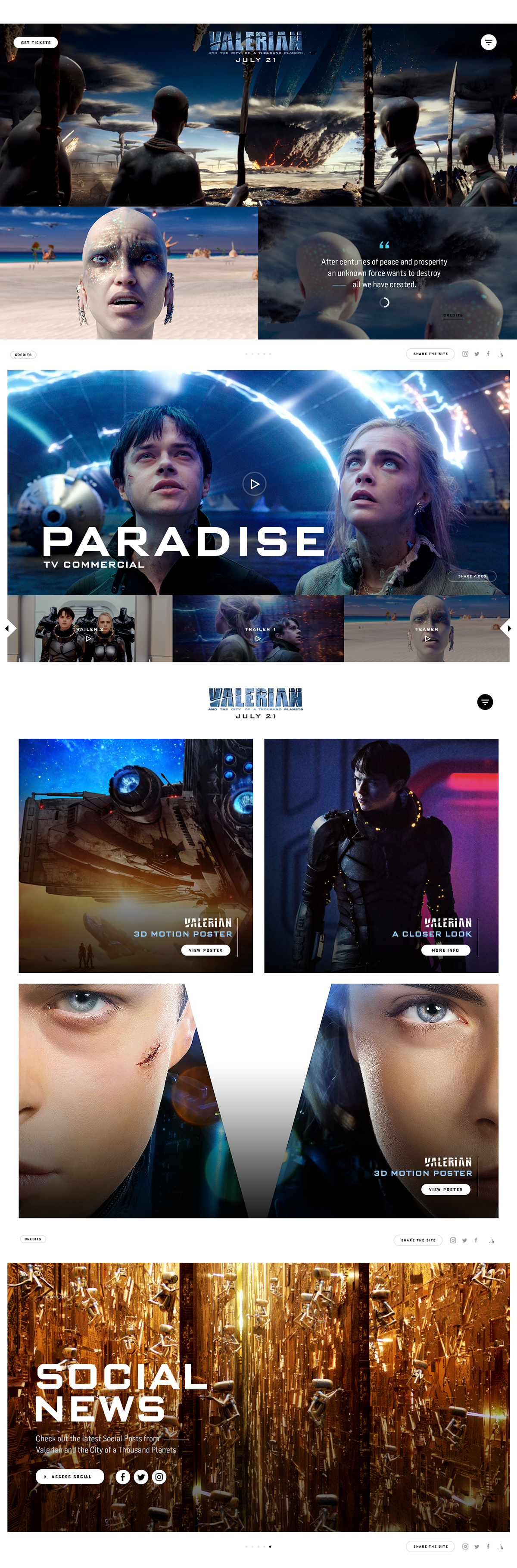movie site film site site design valerian valerian site web site design Sci Fi