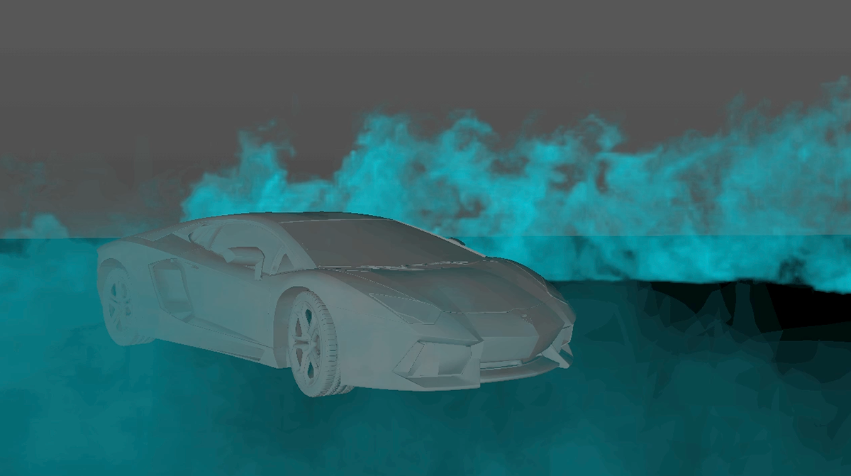 cinema 4d 3D motion design CGI smoke turbulenceFD lamborghini aventador dark automotive   car burnout
