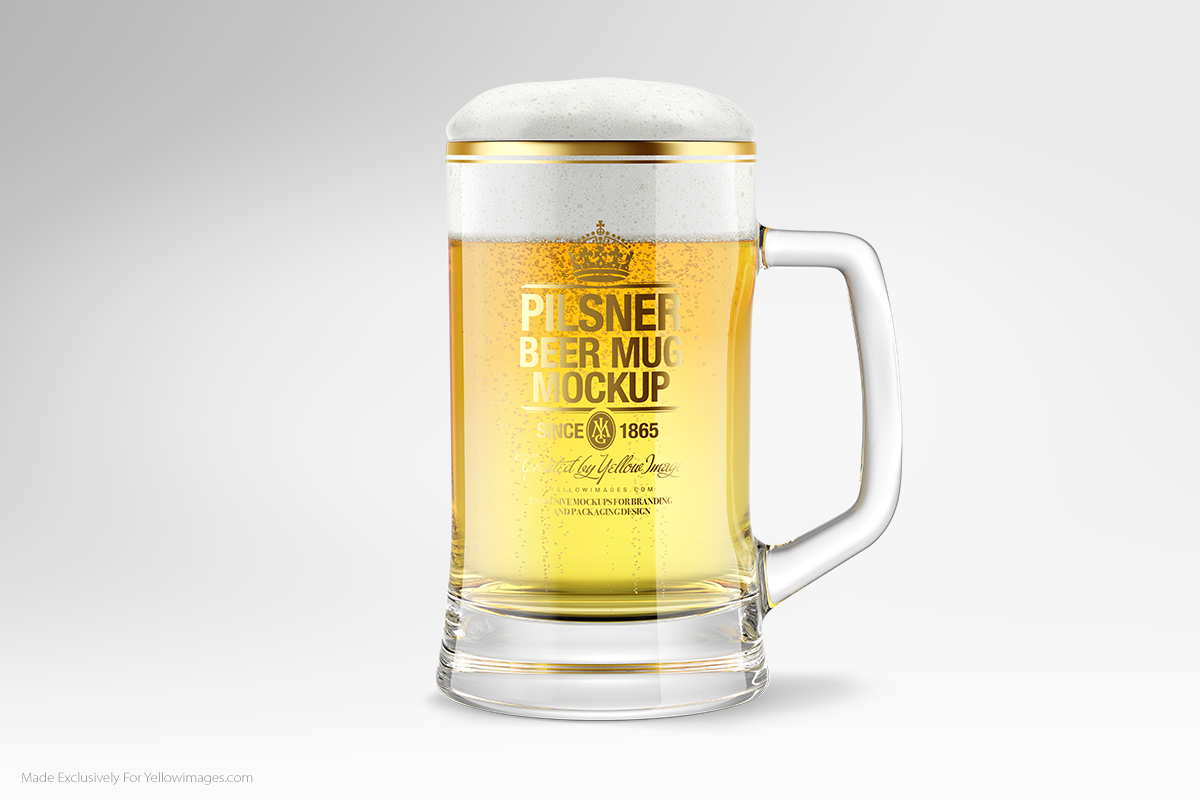 beer glassware Mockup Mug  pint Smart object stout lager pilsner