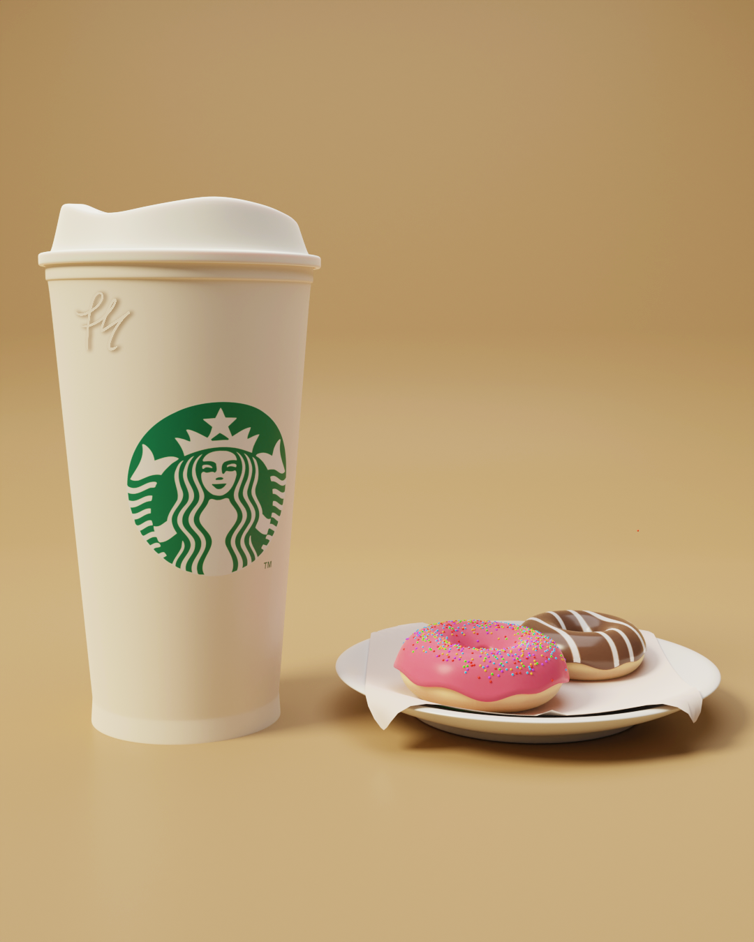 Coffee 3D 3d modeling 3drender product design  productrender donut cycles 3dart