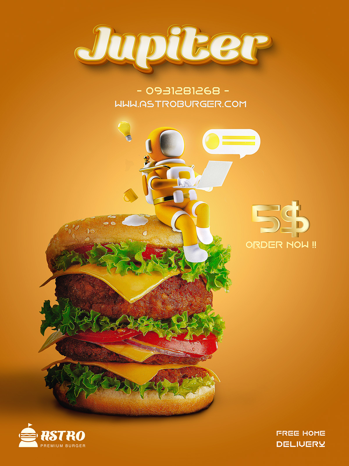 burger foodart key visual manipulation poster