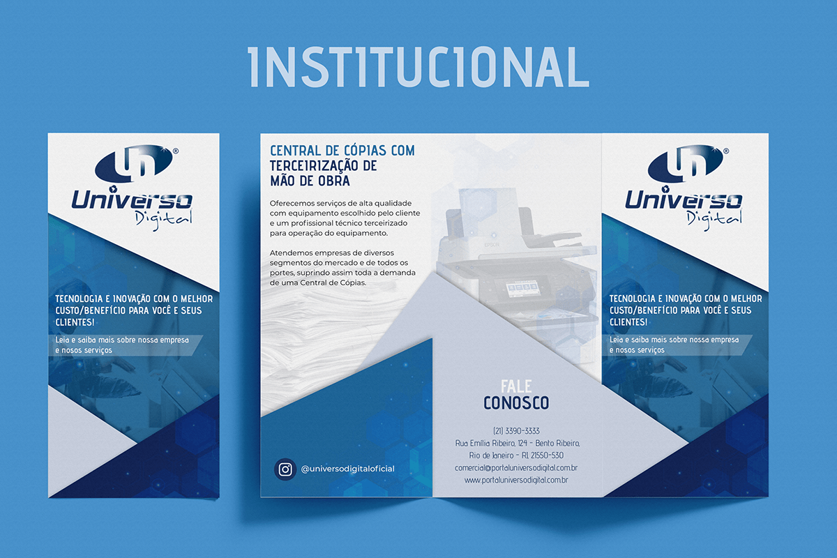 brochure catalogo folder graphic design  impressora institucional print tecnology tri-fold trifold