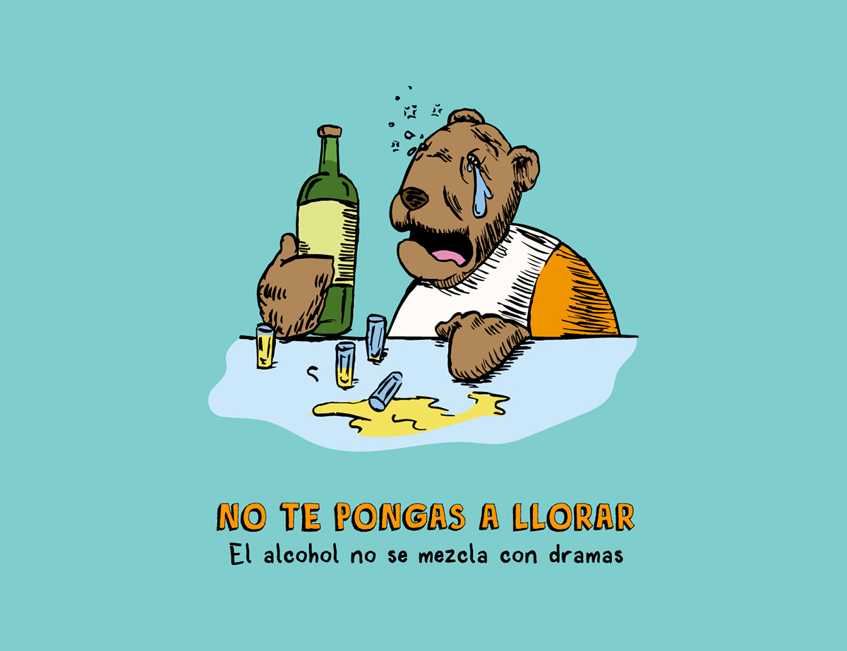 oso borracho alcohol cartel No hagas el ilustracion drunk beer bear cerveza