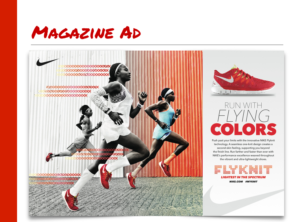 nike flyknit Nike brands campaign Radio magazine print digital app design