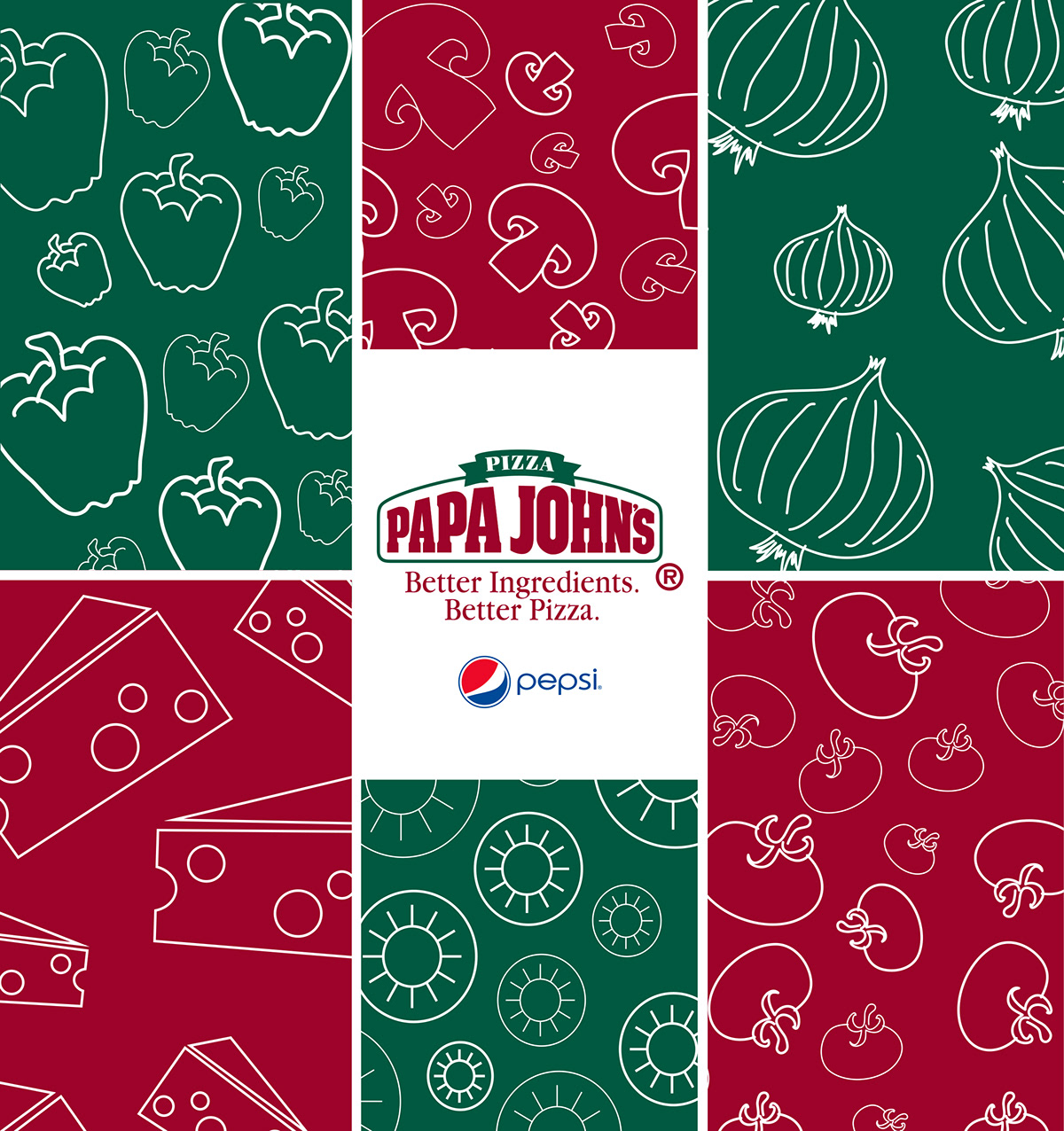Layout PapaJohns Competition Project Pizza pizzabox package pattern vector simple