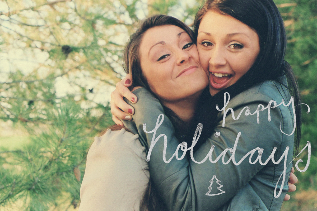 Holiday Family Pictures HAND LETTERING holiday card film photography Christmas christmas Tree christmas tree farm winter wintertime Holiday Season Sisters