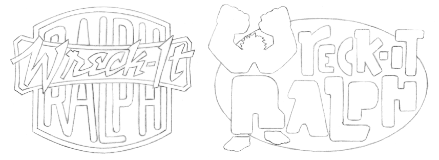 8-bit arcade games disney hand lettering logo Title treatment Wreck-It Ralph