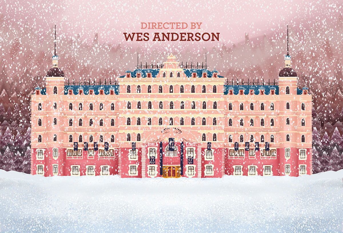 animation  Digital Art  graphic design  ILLUSTRATION  the grand budapest hotel wes anderson conceptual design digital illustration Procreate