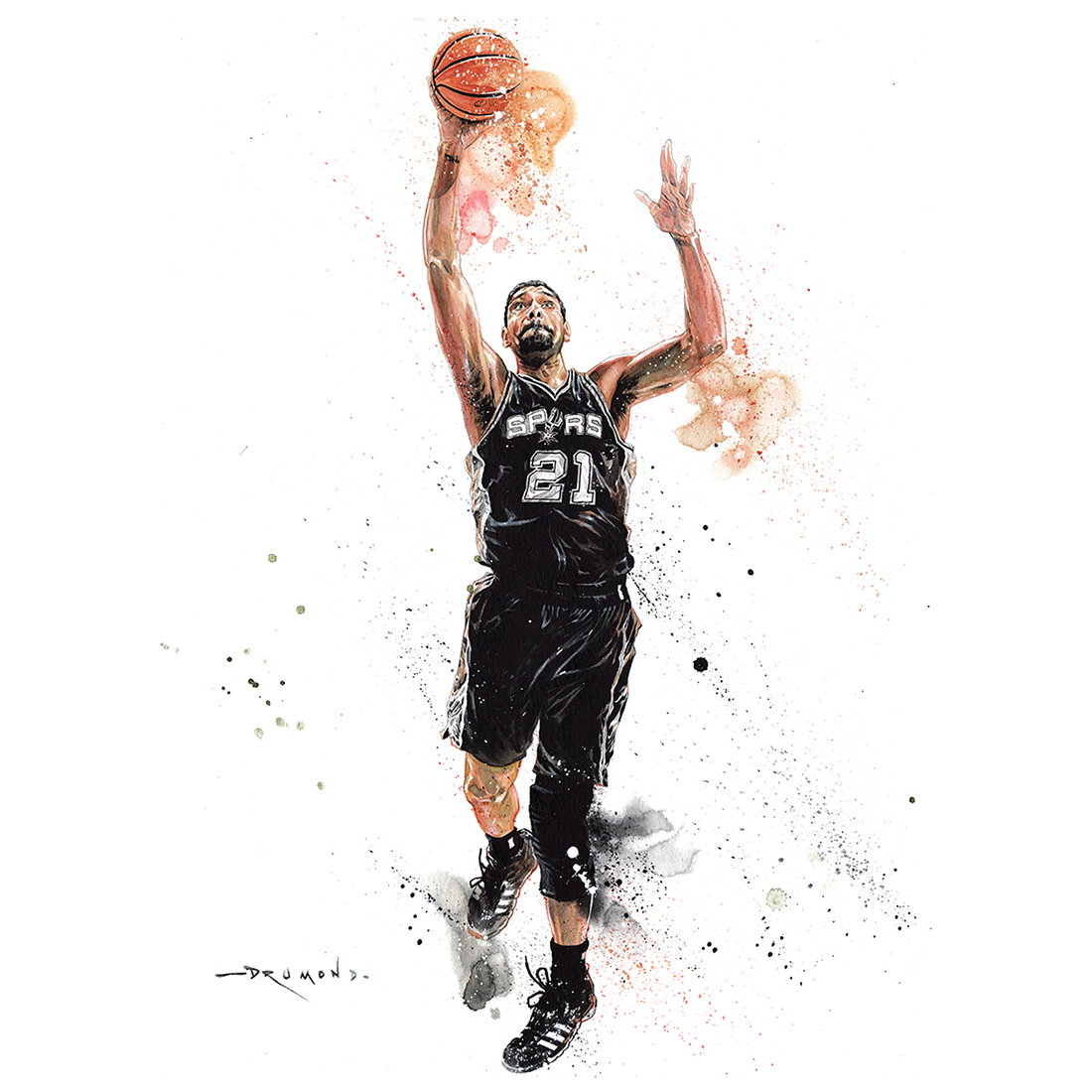 NBA basketball painting   watercolor Players teams sports DUNK jump play