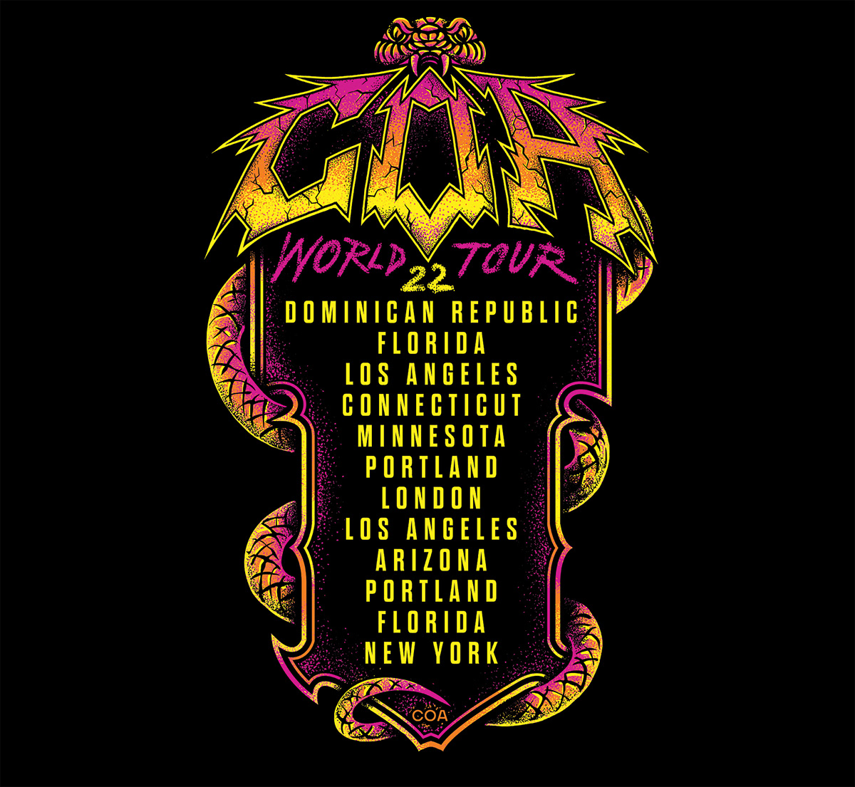 badass concert poster flyer gig heavy metal ILLUSTRATION  music tour pedro oyarbide rock t-shirt