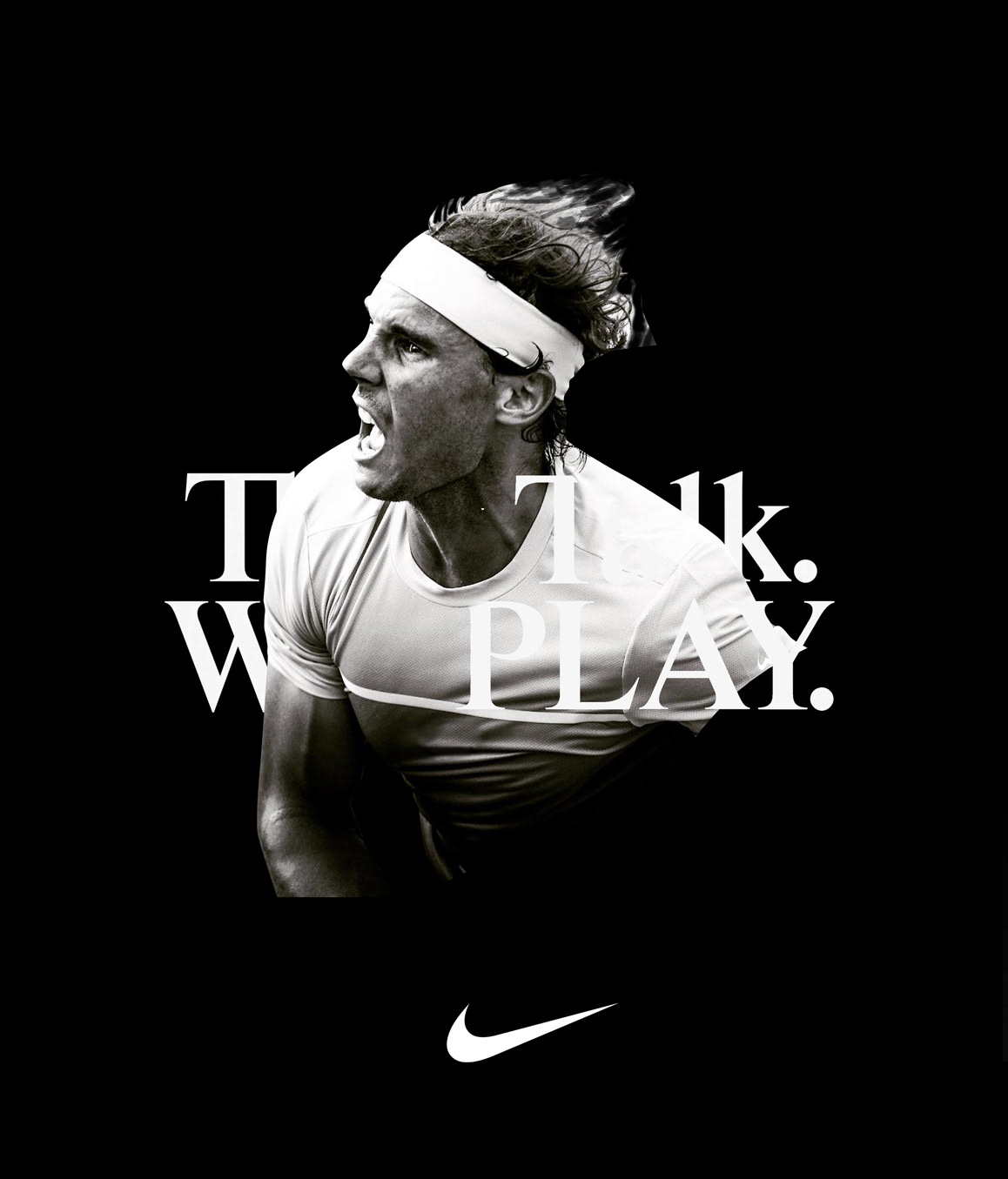 collage digitalart digitalcollage federer graphic design  Nadal Nike portrait sports visualart