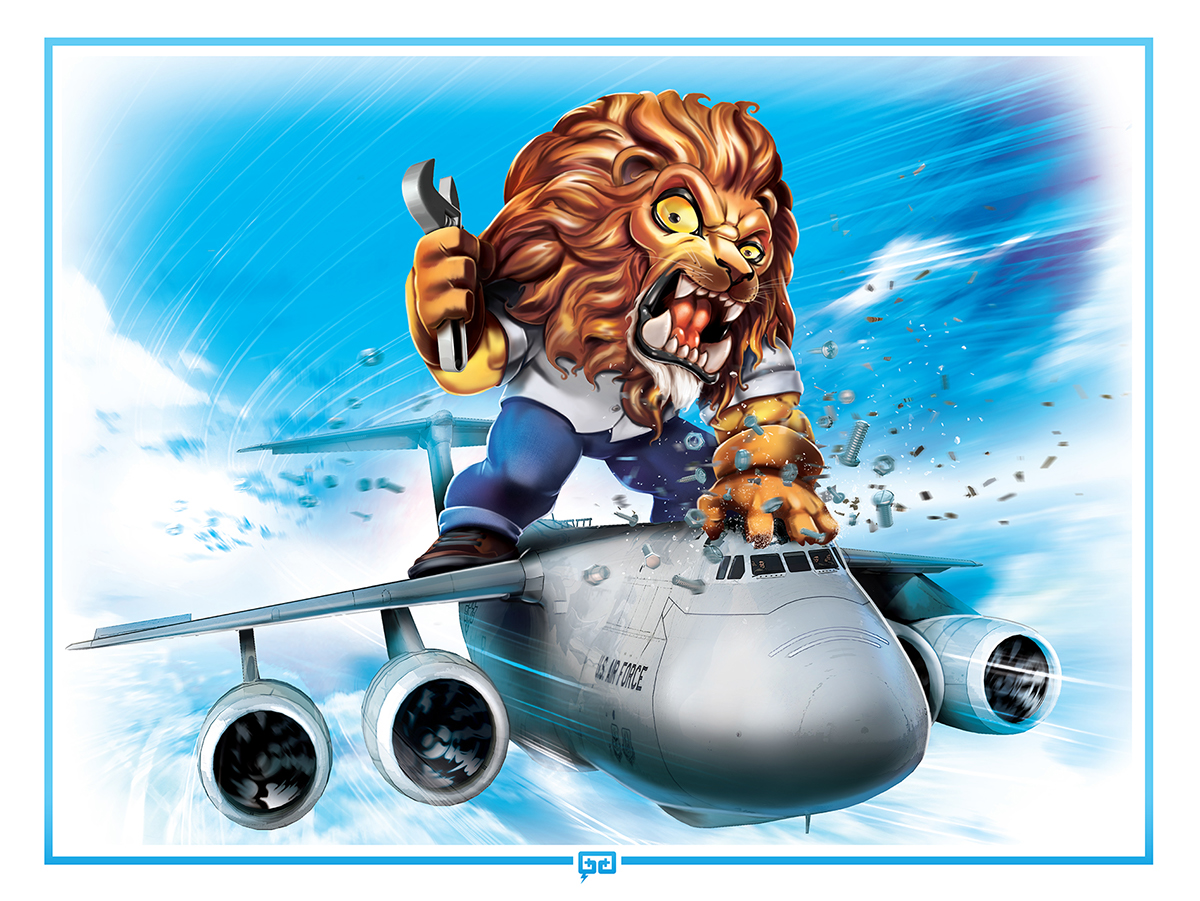 ILLUSTRATION  digital illustration lion airplane