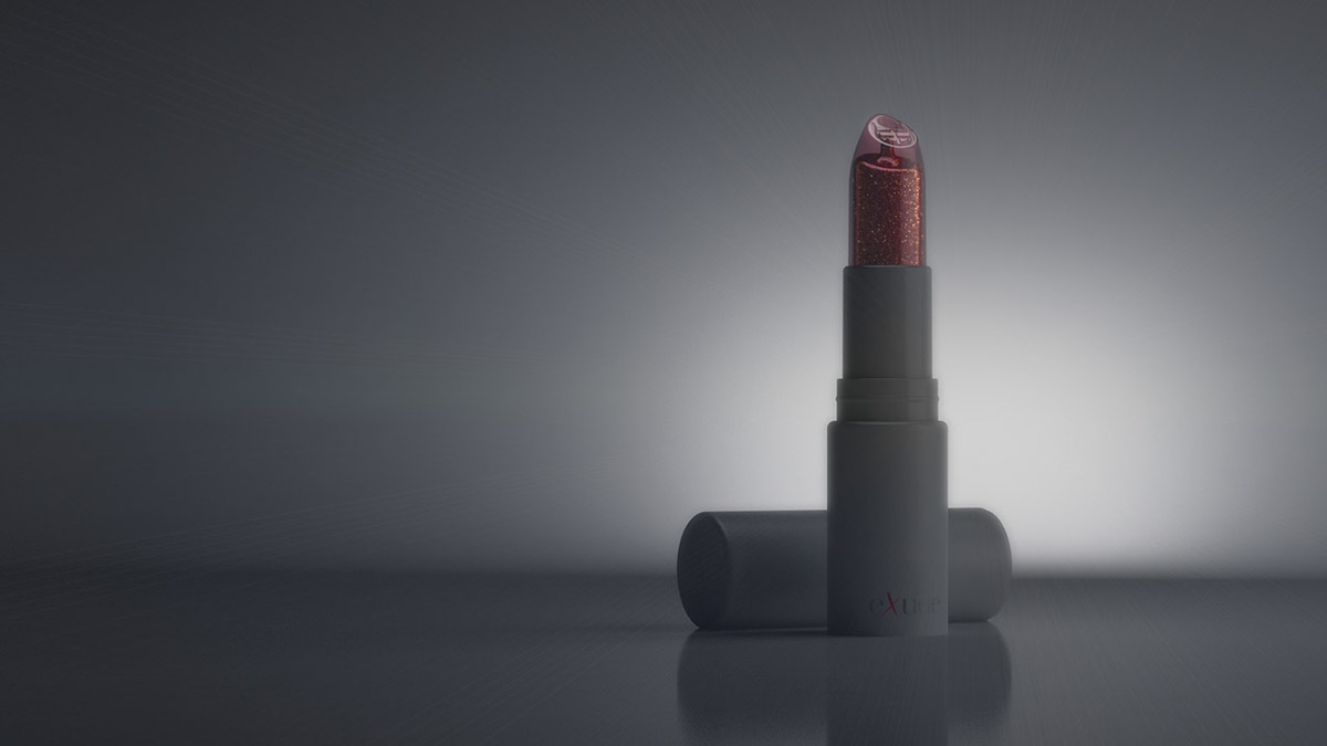 Exude  lipstick product visualisation Liquid Simulation White red