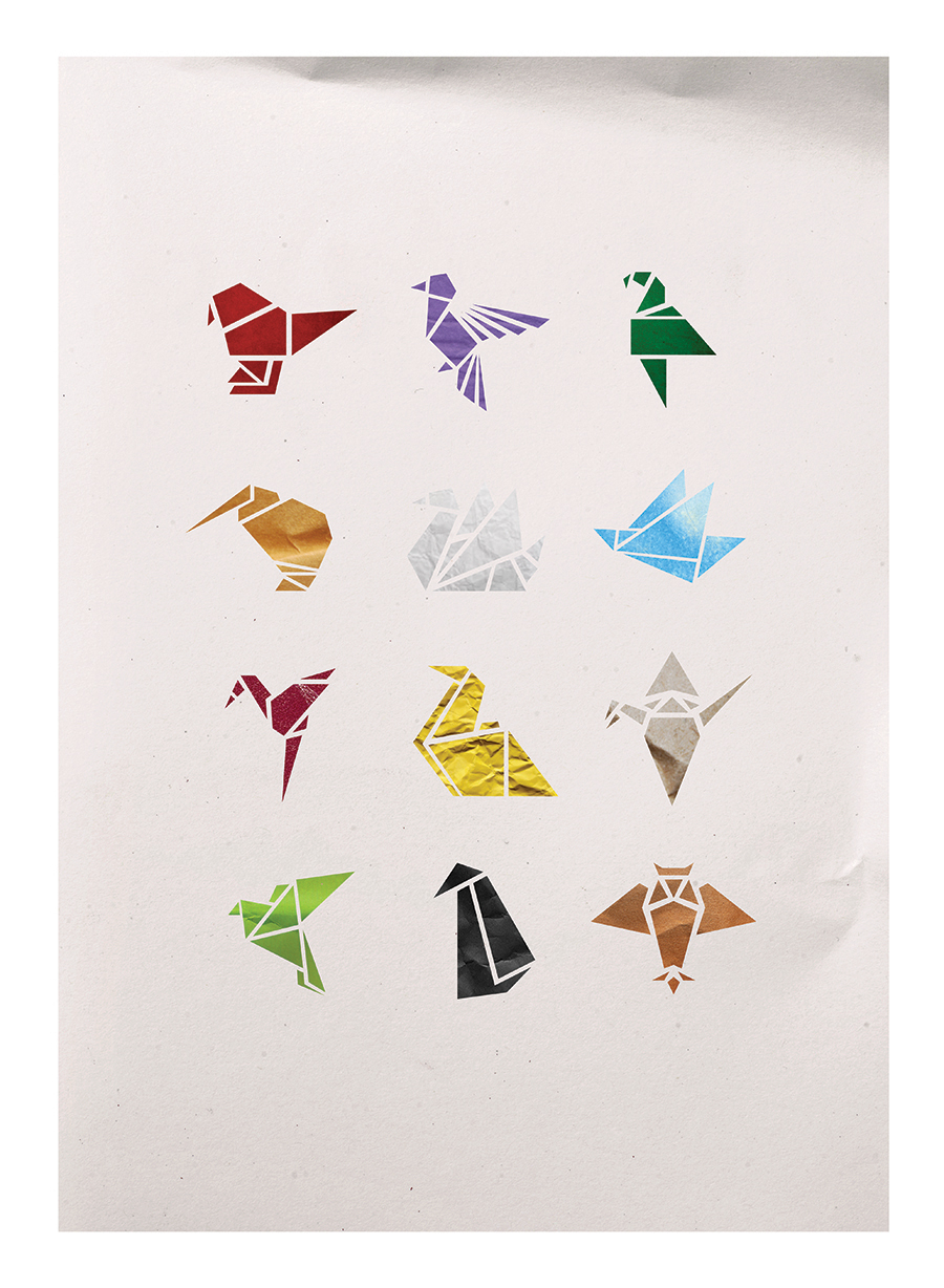 origami birds  Illustration poster