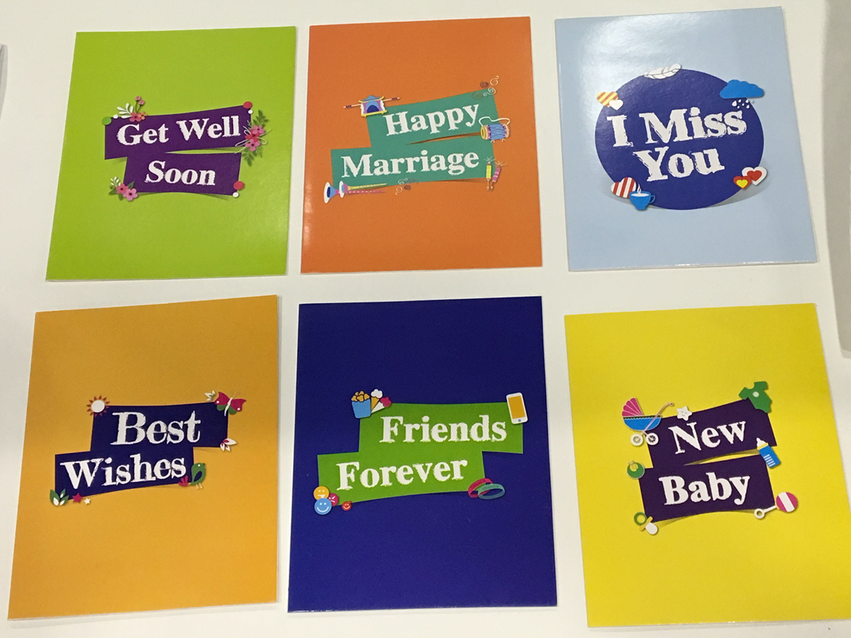 Colourful  cards TCS sentiments cute Fun