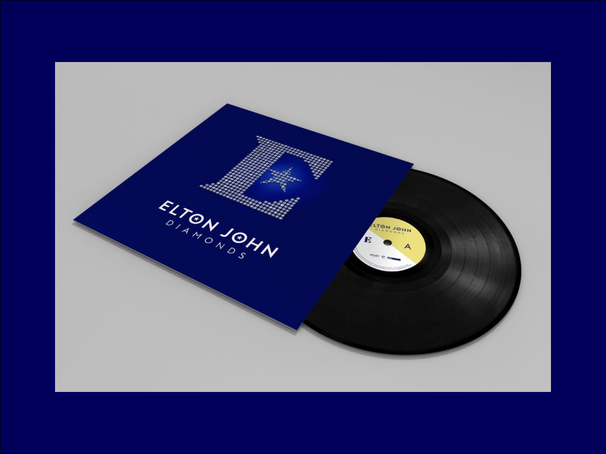 elton john album cover diamonds CD cover 12 inch vinyl 3D Rendering c4d Maya logo Logo Design
