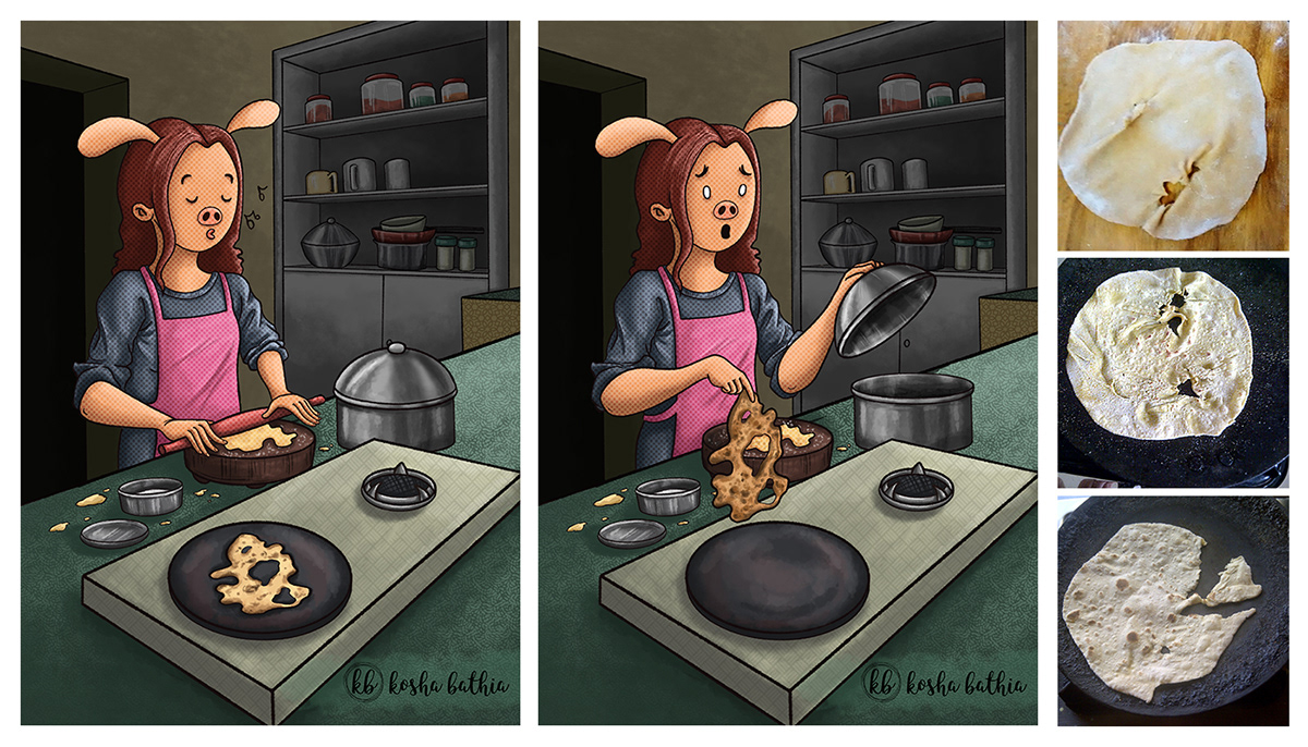 chef cook disasters Food  ILLUSTRATION  kitchen Messy Cook pig